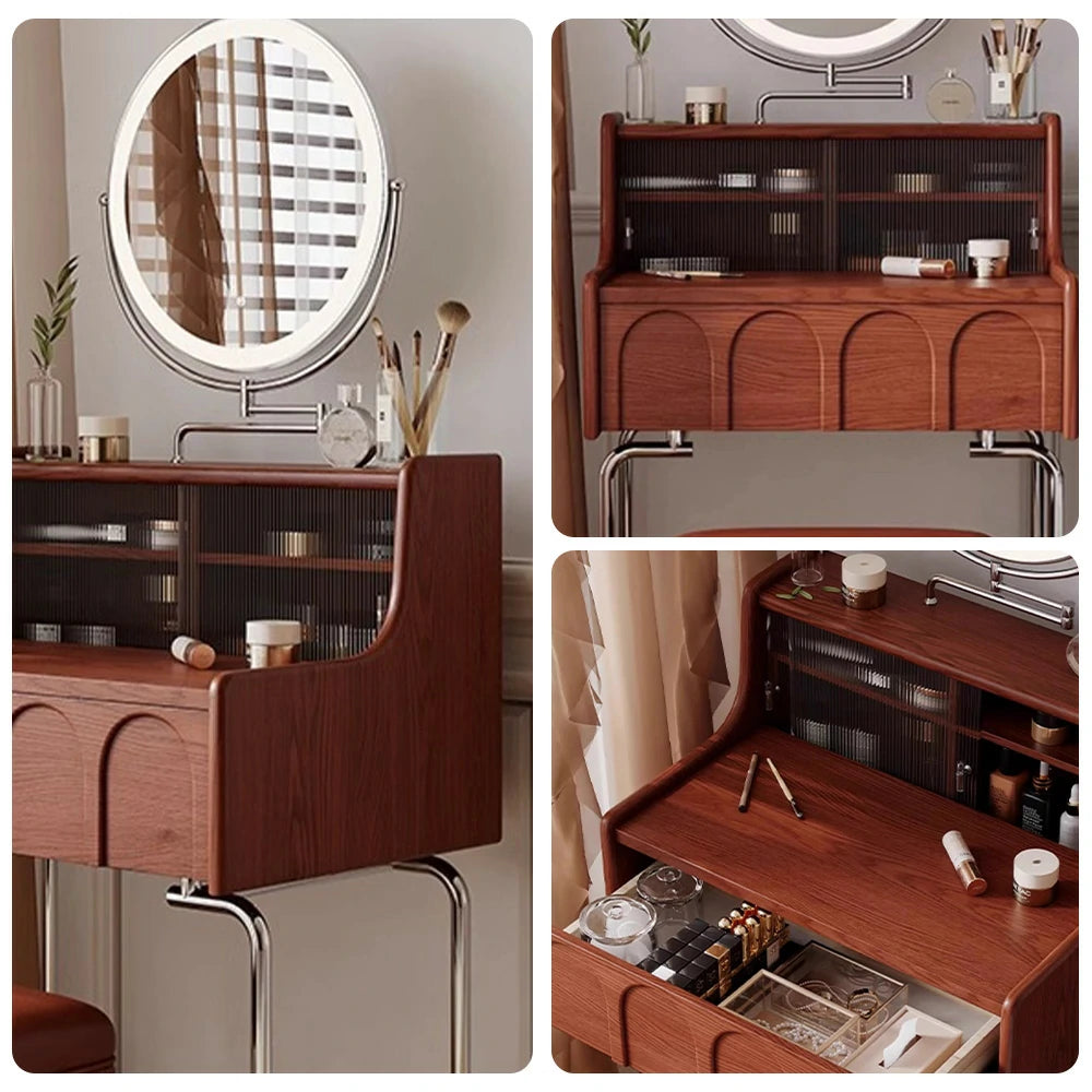 LIVARA 1139 80cm Vanity Cabinet – Premium Solid Ash Wood Grain, Stainless Steel Legs, Smooth Drawer Runners, Functional & Modern Design - Wood