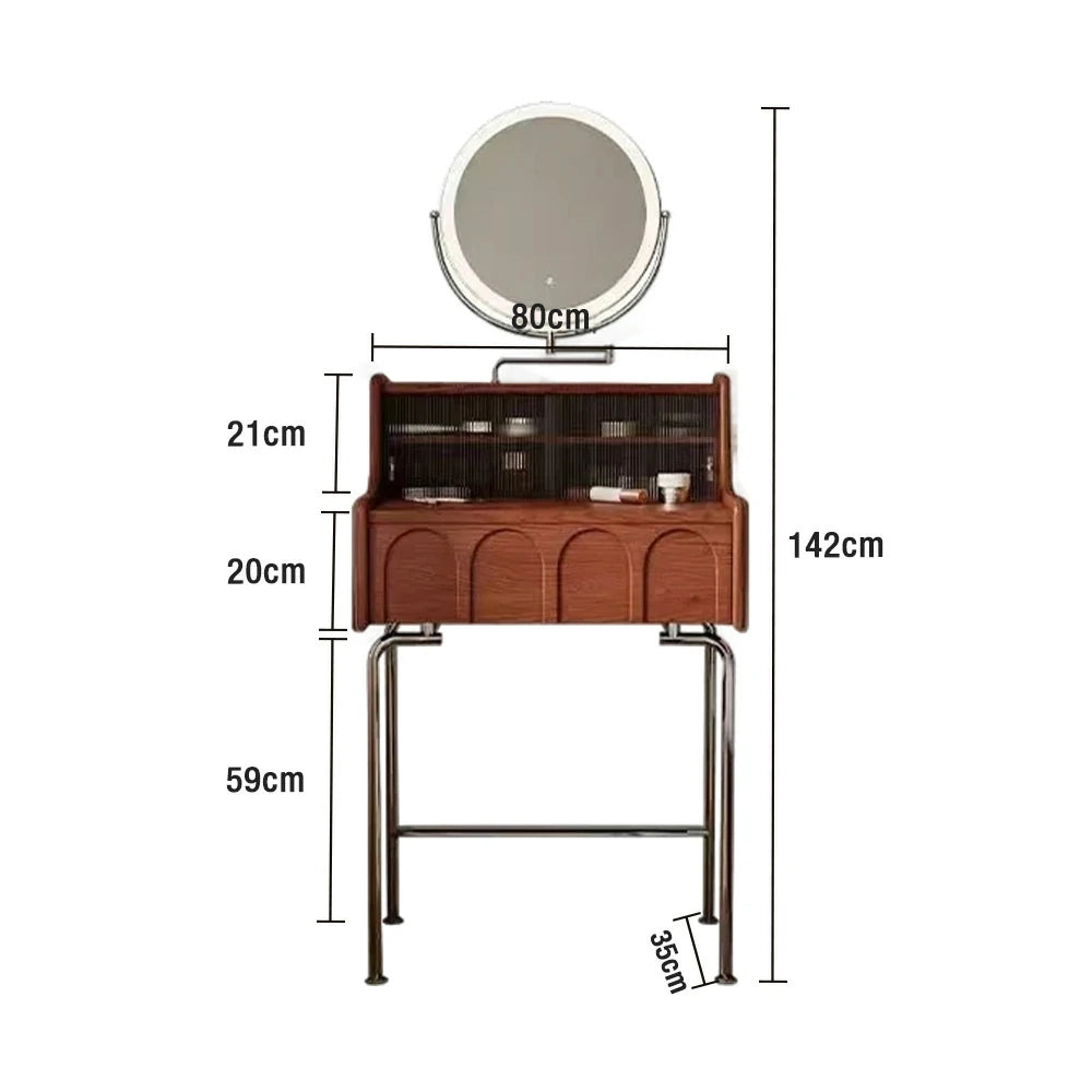 LIVARA 1139 80cm Vanity Cabinet – Premium Solid Ash Wood Grain, Stainless Steel Legs, Smooth Drawer Runners, Functional & Modern Design - Wood