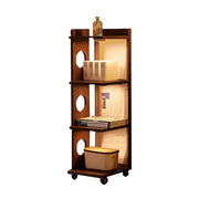 LIVARA 1151 Sunset Mobile Bookshelf , Solid Wood Frame, Adjustable Shelves, Easy Mobility, Sleek Modern Design, Perfect for Any Room - Wood