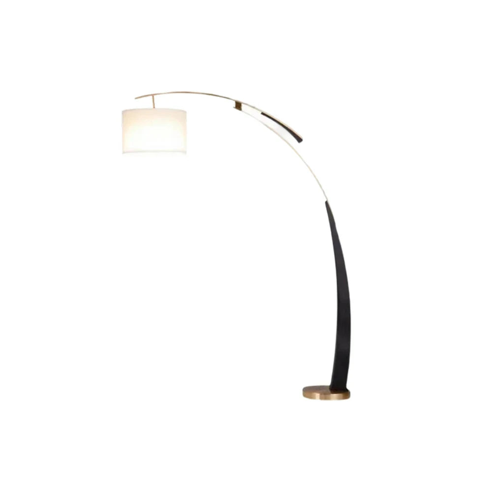 LIVARA Floor Lamp Modern Minimalist Linen Fabric Shade Sturdy Metal Base Soft Light Diffusion & Easy Maintenance - Black&Gold