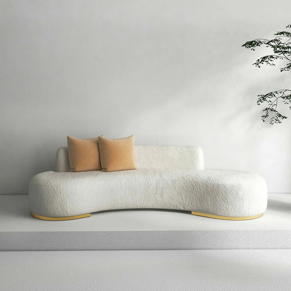 LIVARA 170/200/230cm Multi-Seater Sofa Lamb Fleece Fabric Upholstered, Breathable, Ergonomic Design, Solid Wood Frame, High-Density Sponge - White