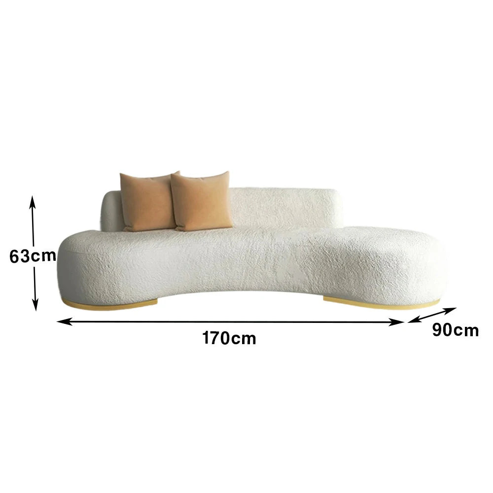 LIVARA 170/200/230cm Multi-Seater Sofa Lamb Fleece Fabric Upholstered, Breathable, Ergonomic Design, Solid Wood Frame, High-Density Sponge - White