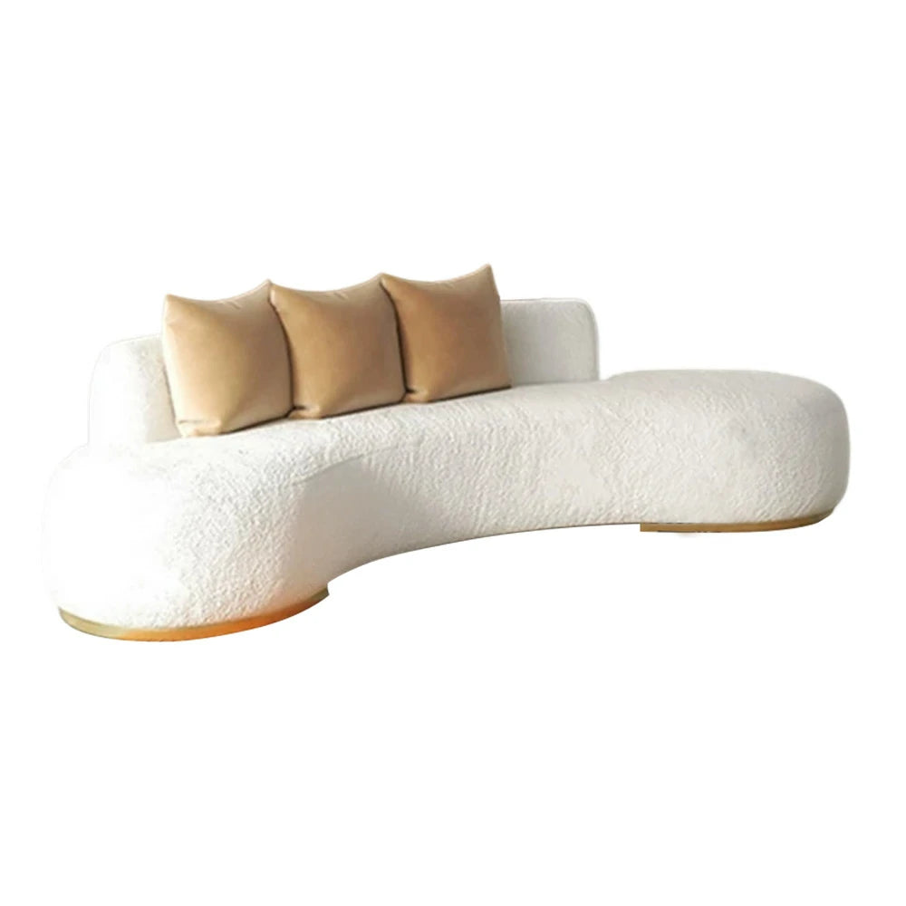 LIVARA 170/200/230cm Multi-Seater Sofa Lamb Fleece Fabric Upholstered, Breathable, Ergonomic Design, Solid Wood Frame, High-Density Sponge - White