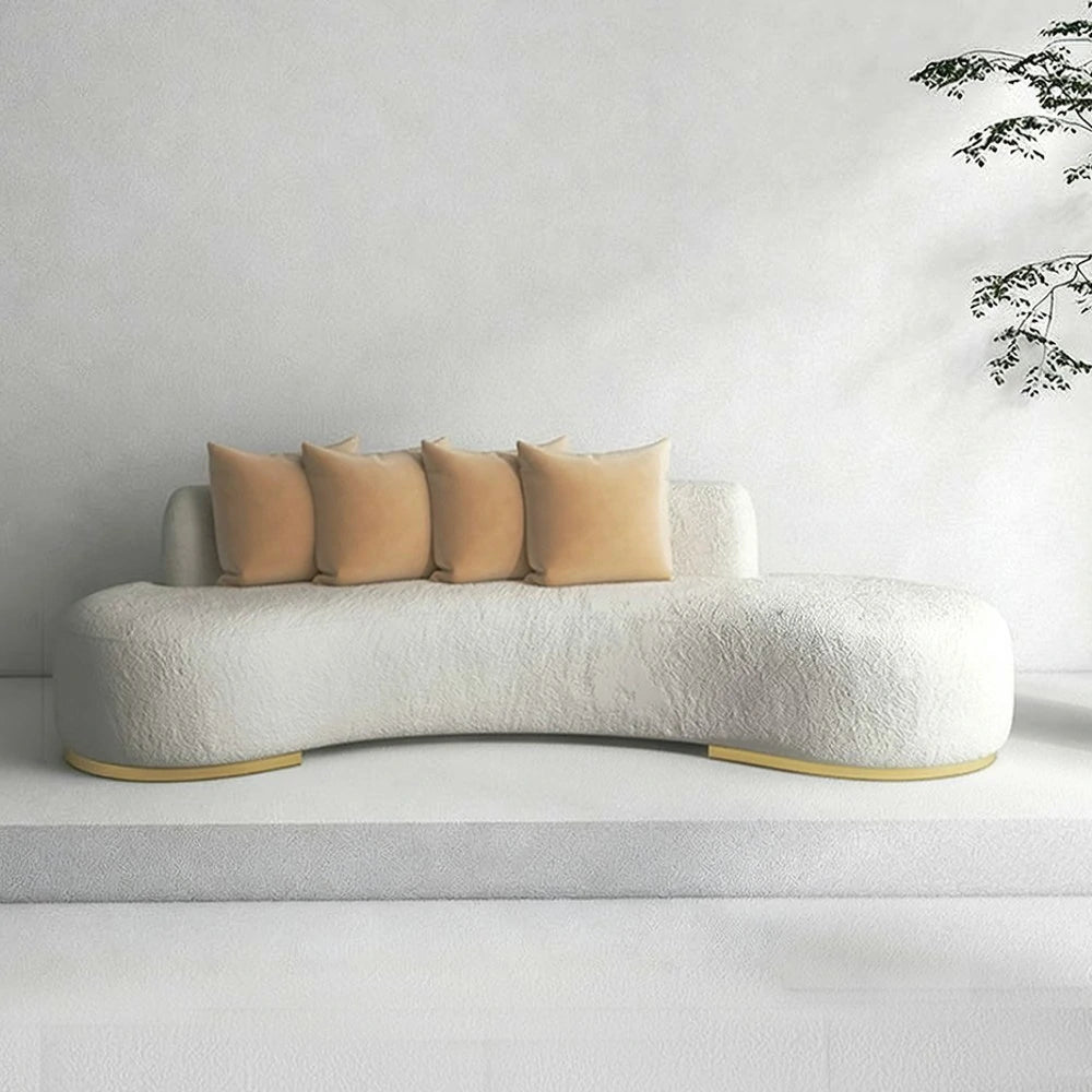 LIVARA 170/200/230cm Multi-Seater Sofa Lamb Fleece Fabric Upholstered, Breathable, Ergonomic Design, Solid Wood Frame, High-Density Sponge - White