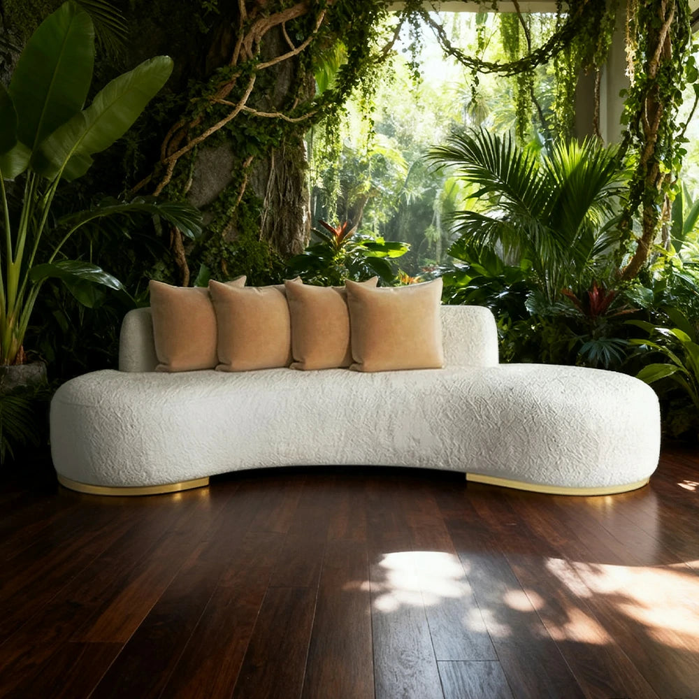 LIVARA 170/200/230cm Multi-Seater Sofa Lamb Fleece Fabric Upholstered, Breathable, Ergonomic Design, Solid Wood Frame, High-Density Sponge - White