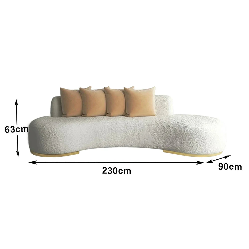 LIVARA 170/200/230cm Multi-Seater Sofa Lamb Fleece Fabric Upholstered, Breathable, Ergonomic Design, Solid Wood Frame, High-Density Sponge - White