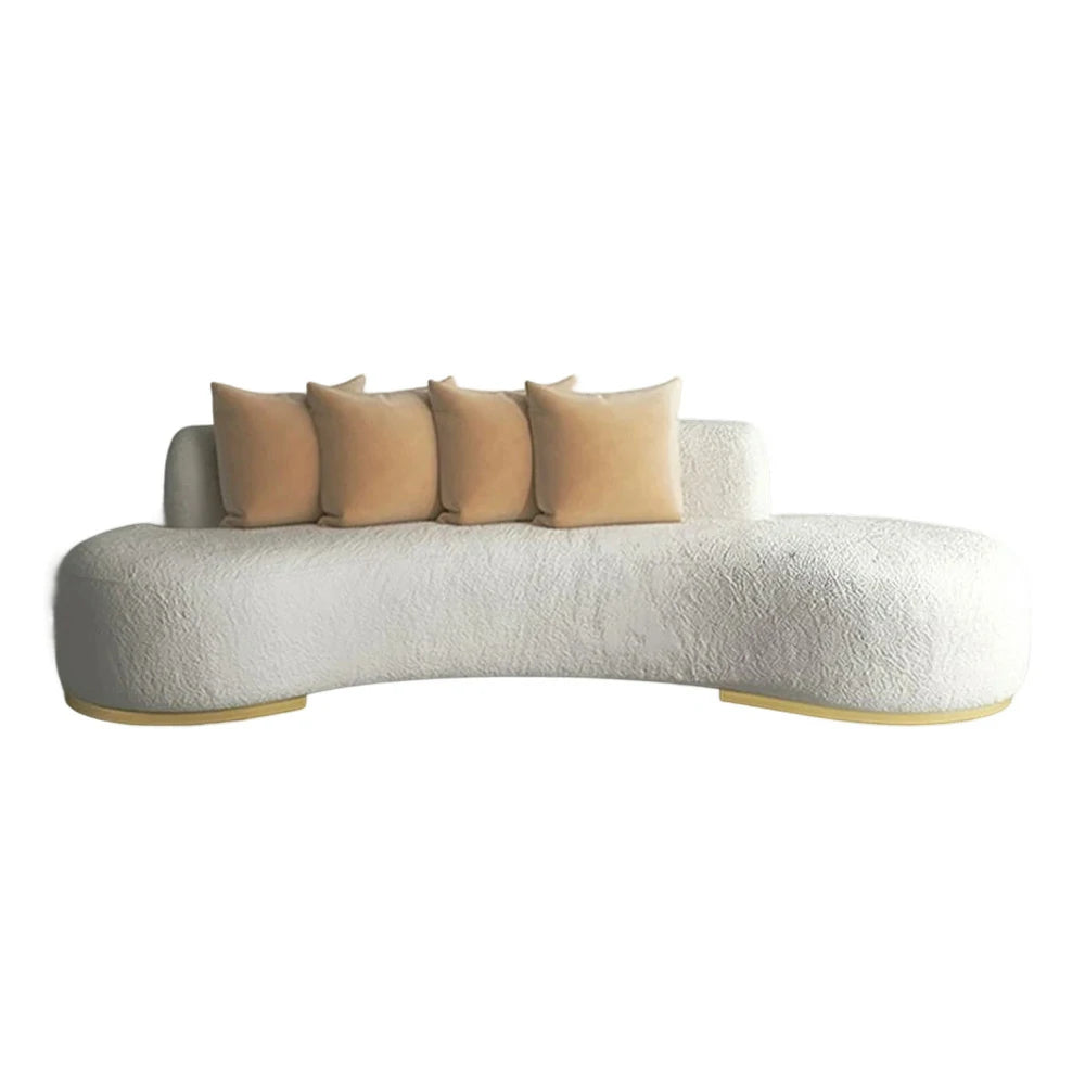 LIVARA 170/200/230cm Multi-Seater Sofa Lamb Fleece Fabric Upholstered, Breathable, Ergonomic Design, Solid Wood Frame, High-Density Sponge - White