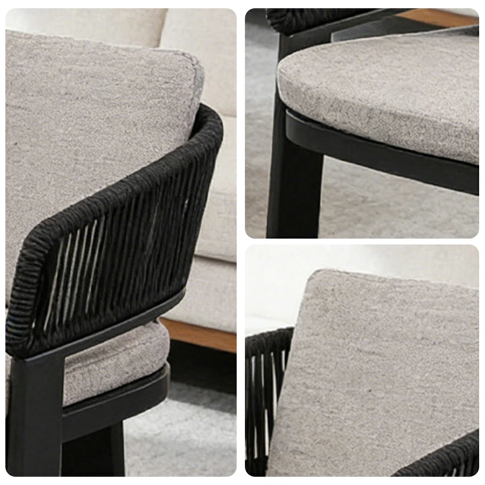 LIVARA Lounge Chair Quick-Dry Comfort Aluminium Frame Rust-Resistant Powder Coated with Mould-Resistant Fabric - Black