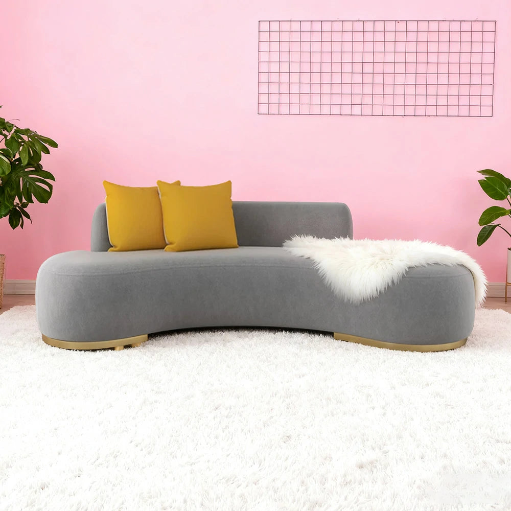 LIVARA 170/200/230cm Multi-Seater Sofa Lamb Fleece Fabric Upholstered, Breathable, Ergonomic Design, Solid Wood Frame, High-Density Sponge - Grey