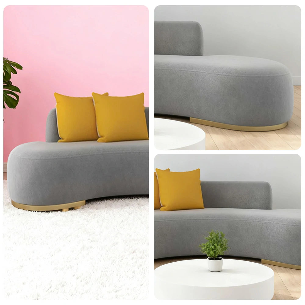 LIVARA 170/200/230cm Multi-Seater Sofa Lamb Fleece Fabric Upholstered, Breathable, Ergonomic Design, Solid Wood Frame, High-Density Sponge - Grey