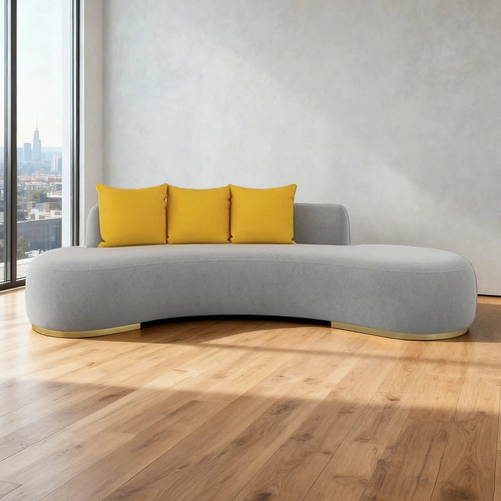 LIVARA 170/200/230cm Multi-Seater Sofa Lamb Fleece Fabric Upholstered, Breathable, Ergonomic Design, Solid Wood Frame, High-Density Sponge - Grey