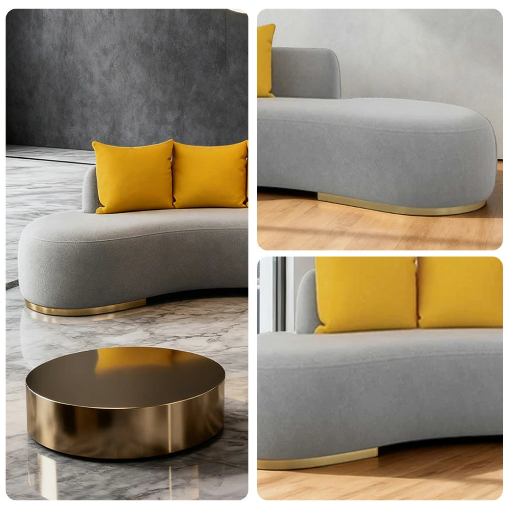 LIVARA 170/200/230cm Multi-Seater Sofa Lamb Fleece Fabric Upholstered, Breathable, Ergonomic Design, Solid Wood Frame, High-Density Sponge - Grey