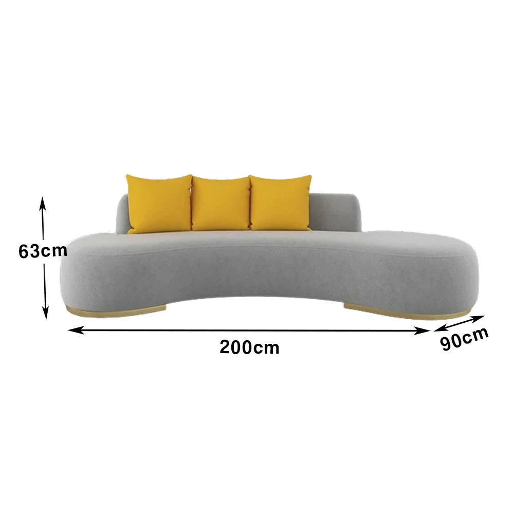 LIVARA 170/200/230cm Multi-Seater Sofa Lamb Fleece Fabric Upholstered, Breathable, Ergonomic Design, Solid Wood Frame, High-Density Sponge - Grey