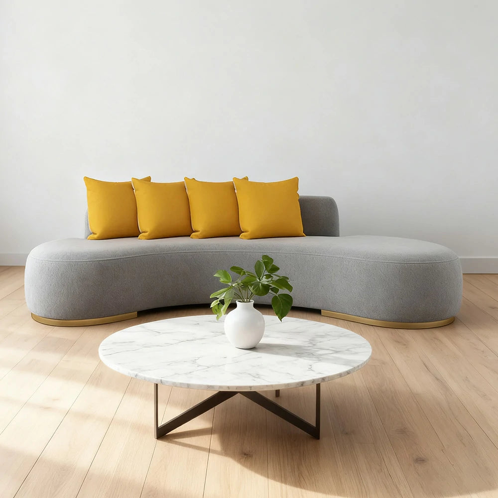 LIVARA 170/200/230cm Multi-Seater Sofa Lamb Fleece Fabric Upholstered, Breathable, Ergonomic Design, Solid Wood Frame, High-Density Sponge - Grey