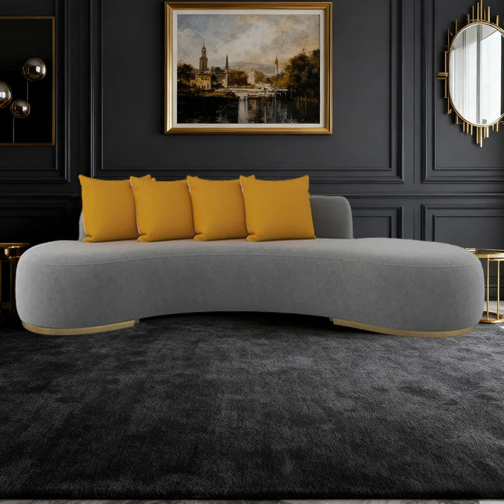 LIVARA 170/200/230cm Multi-Seater Sofa Lamb Fleece Fabric Upholstered, Breathable, Ergonomic Design, Solid Wood Frame, High-Density Sponge - Grey