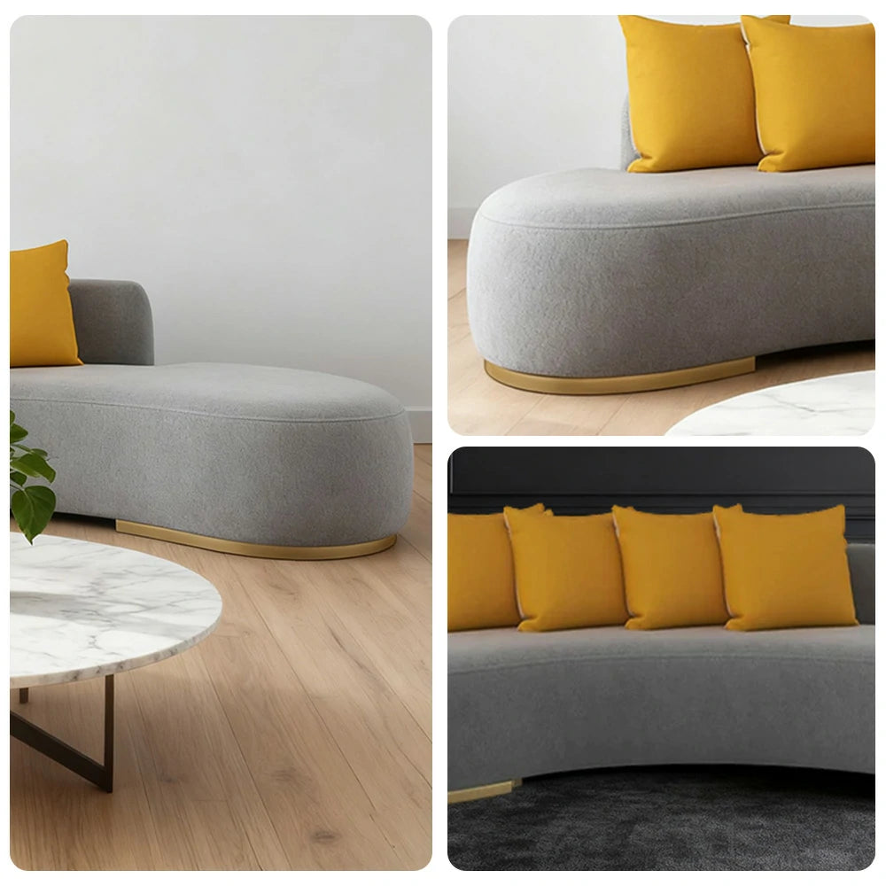 LIVARA 170/200/230cm Multi-Seater Sofa Lamb Fleece Fabric Upholstered, Breathable, Ergonomic Design, Solid Wood Frame, High-Density Sponge - Grey