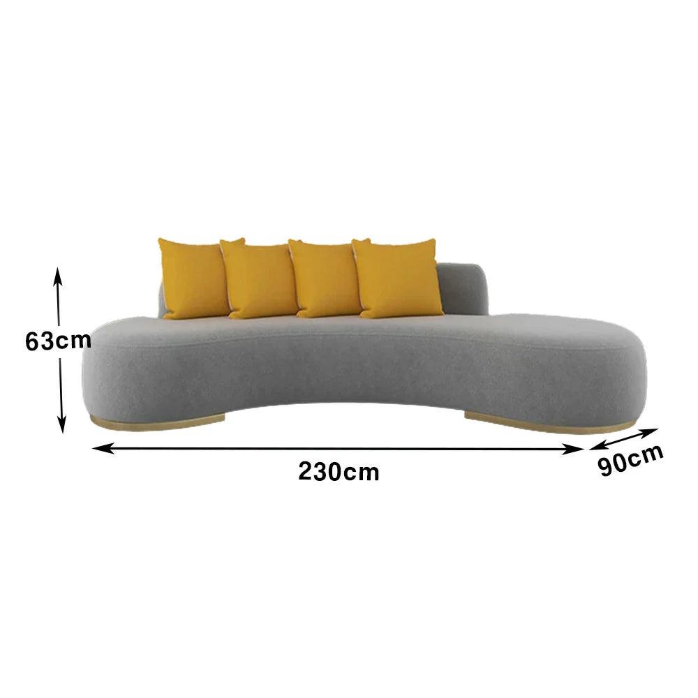 LIVARA 170/200/230cm Multi-Seater Sofa Lamb Fleece Fabric Upholstered, Breathable, Ergonomic Design, Solid Wood Frame, High-Density Sponge - Grey
