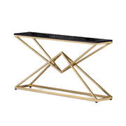 LIVARA Modern Table High-Durability Rock Slab Top Metal Frame 140/160cm Spacious Waterproof & Stain-Resistant - Black&Gold