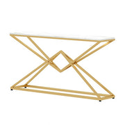 LIVARA Modern Table High-Durability Rock Slab Top Metal Frame 140/160cm Spacious Waterproof & Stain-Resistant - White&Gold