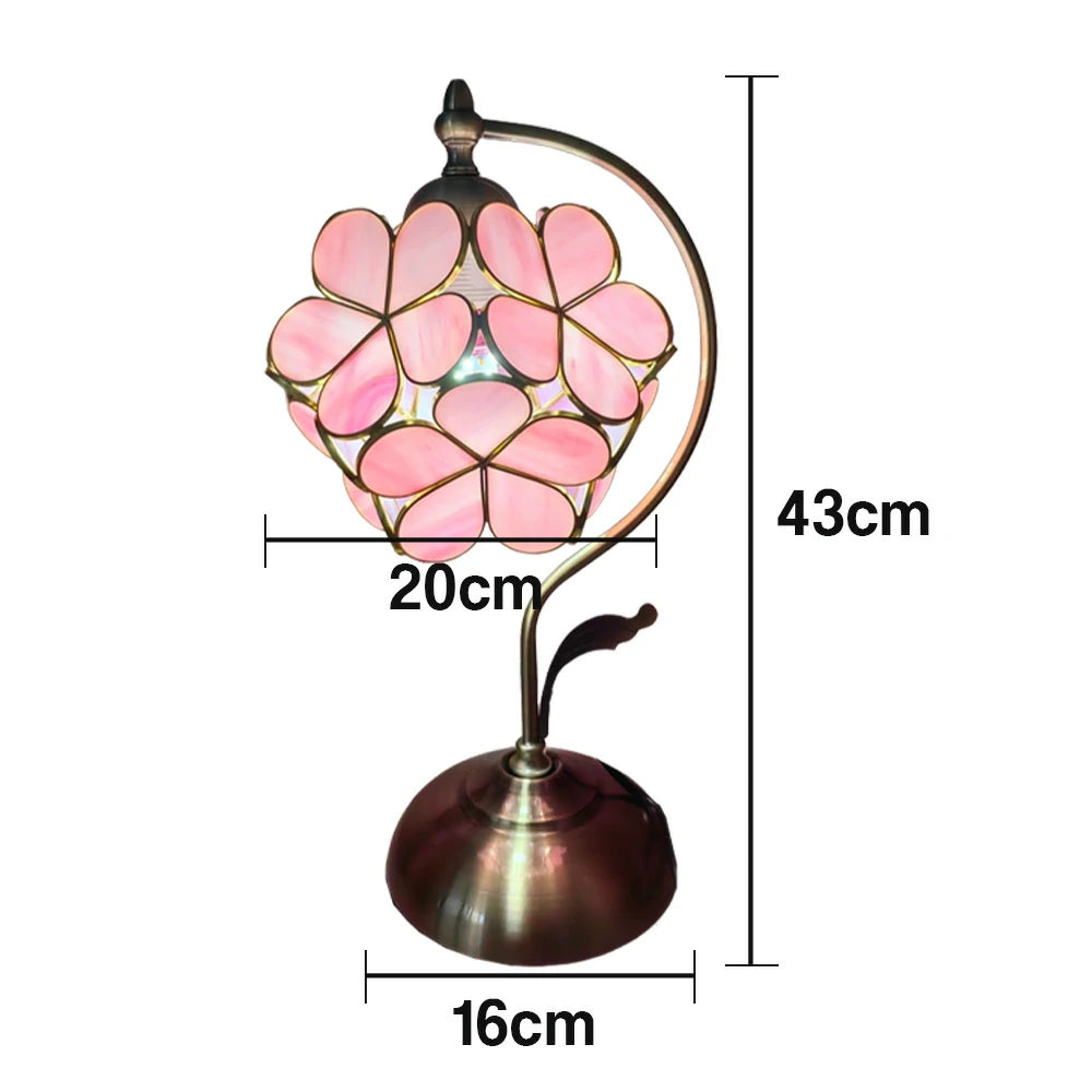 LIVARA Table Lamp, Petal-Shaped, Adjustable Brightness & Color, Handcrafted Metal Base, E27, Ideal for Bedroom & Study - Pink