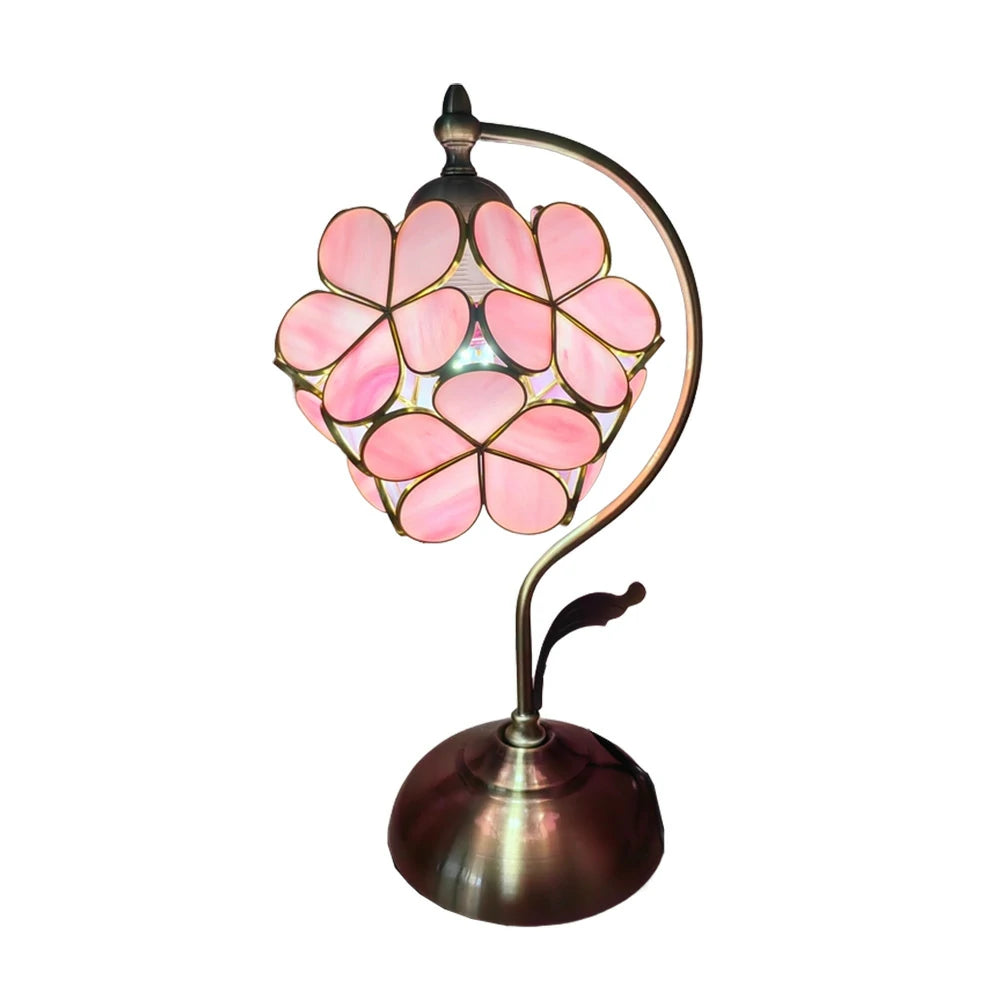 LIVARA Table Lamp, Petal-Shaped, Adjustable Brightness & Color, Handcrafted Metal Base, E27, Ideal for Bedroom & Study - Pink