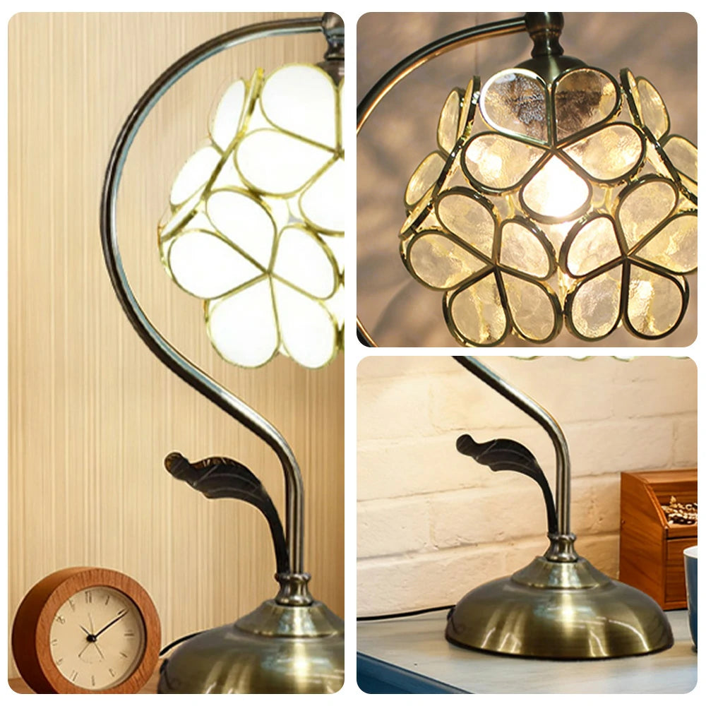 LIVARA Table Lamp, Petal-Shaped, Adjustable Brightness & Color, Handcrafted Metal Base, E27, Ideal for Bedroom & Study - White