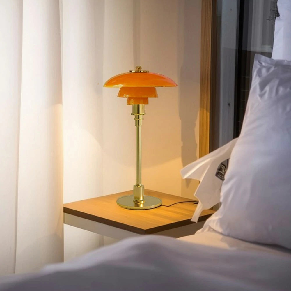 LIVARA Table Lamp Three Colors E14 Glass Lampshade High CRI Energy-efficient Design - Orange