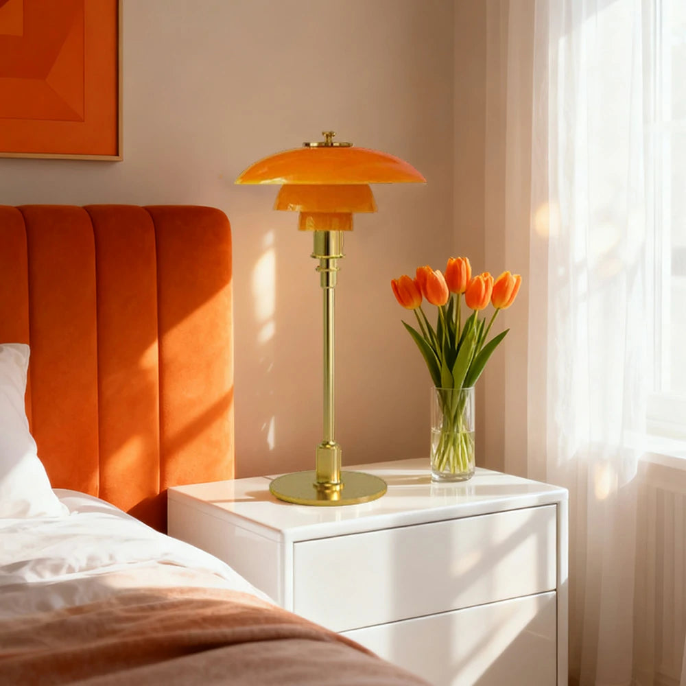 LIVARA Table Lamp Three Colors E14 Glass Lampshade High CRI Energy-efficient Design - Orange