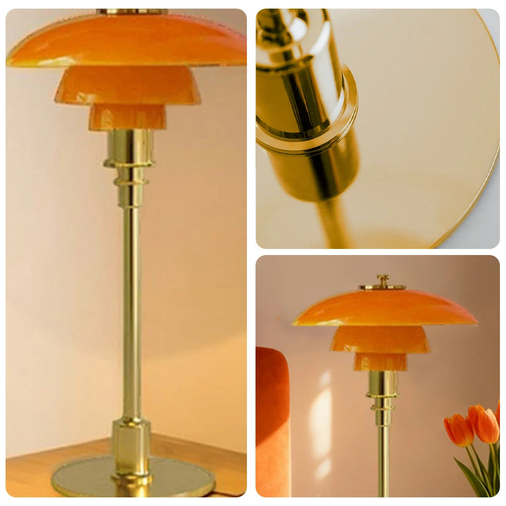 LIVARA Table Lamp Three Colors E14 Glass Lampshade High CRI Energy-efficient Design - Orange