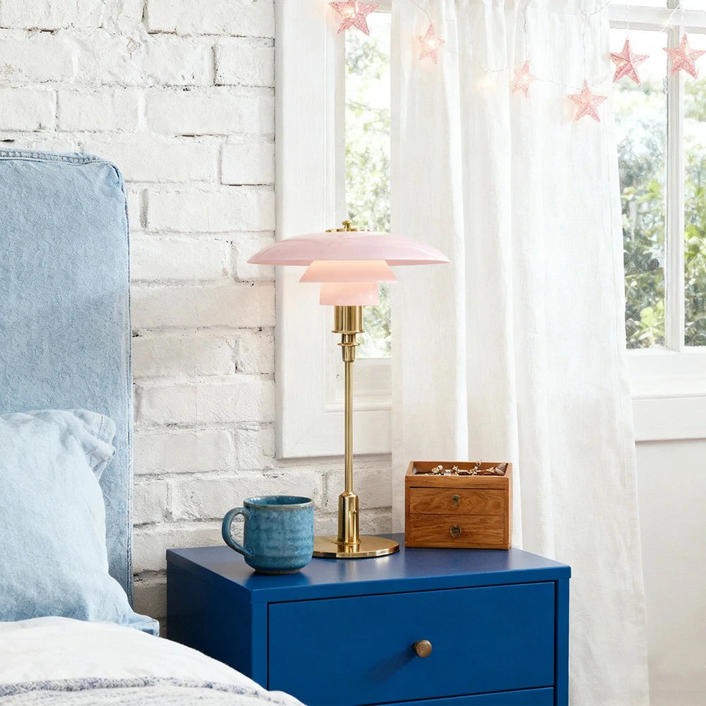 LIVARA Table Lamp Three Colors E14 Glass Lampshade High CRI Energy-efficient Design - Pink