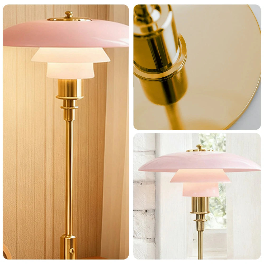 LIVARA Table Lamp Three Colors E14 Glass Lampshade High CRI Energy-efficient Design - Pink