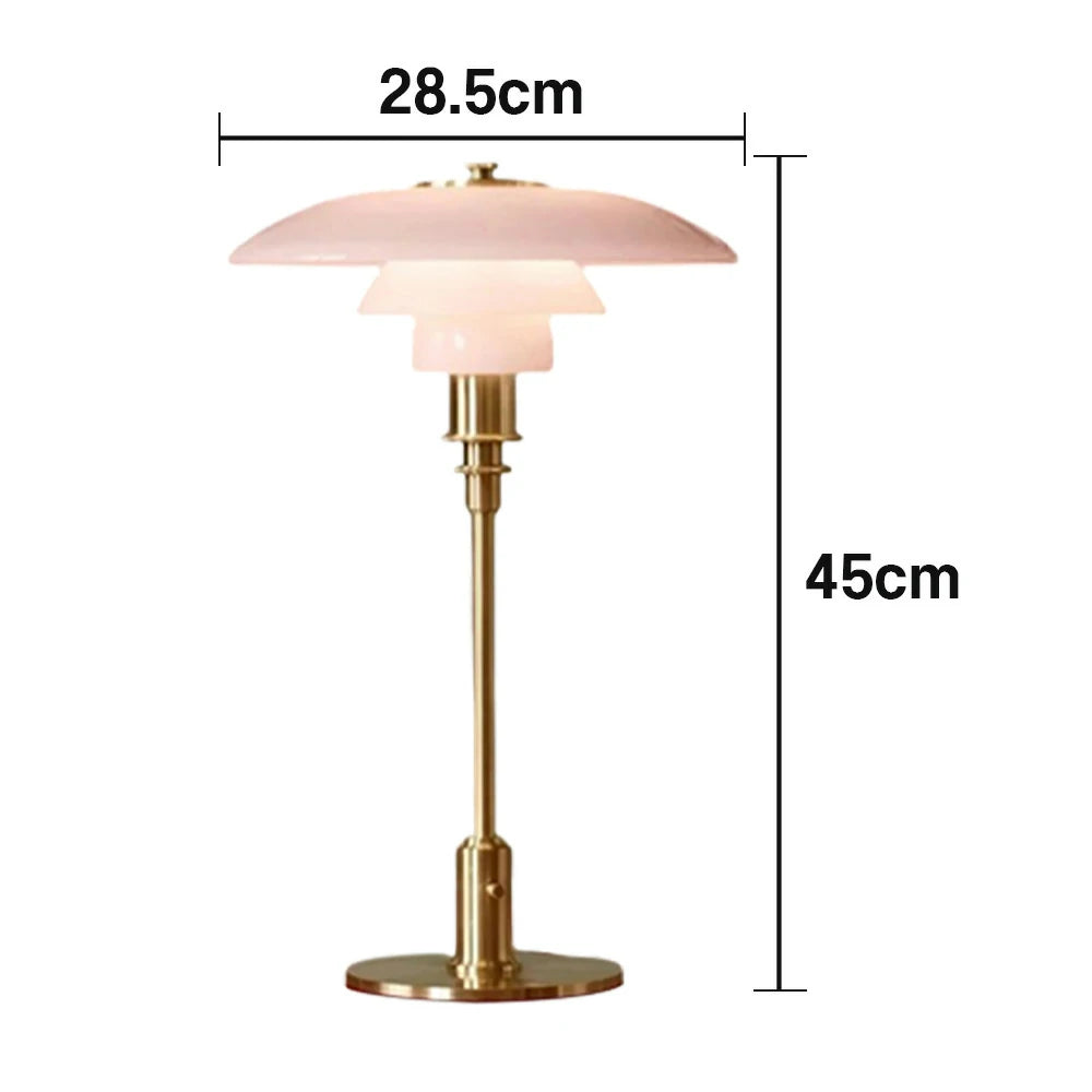 LIVARA Table Lamp Three Colors E14 Glass Lampshade High CRI Energy-efficient Design - Pink