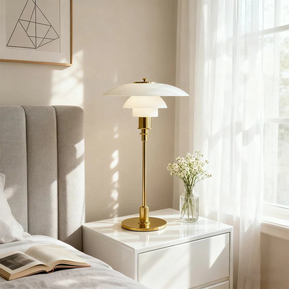 LIVARA Table Lamp Three Colors E14 Glass Lampshade High CRI Energy-efficient Design - White