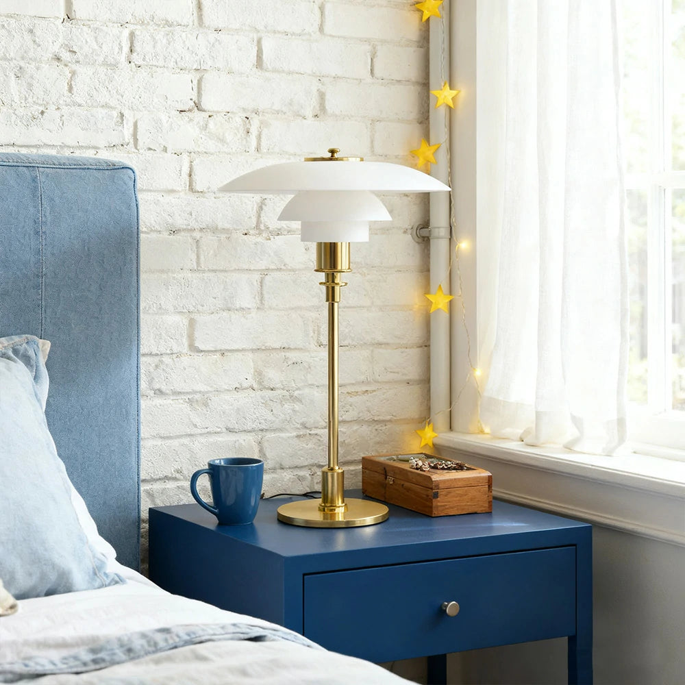 LIVARA Table Lamp Three Colors E14 Glass Lampshade High CRI Energy-efficient Design - White