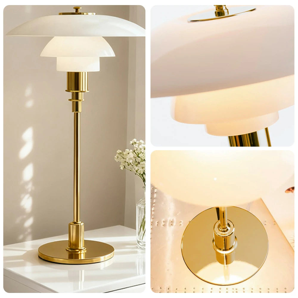 LIVARA Table Lamp Three Colors E14 Glass Lampshade High CRI Energy-efficient Design - White