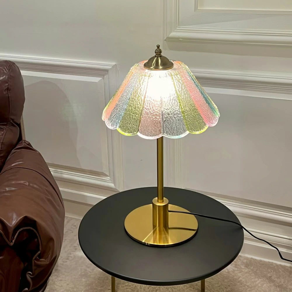 LIVARA Table Lamp with Full-Spectrum Light, Gradient Glass Shade, Electroplated Iron Base, Adjustable Three-Color Temperature