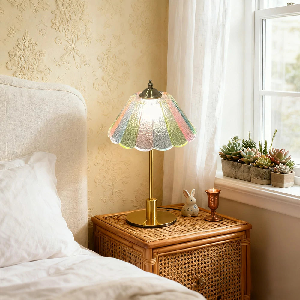 LIVARA Table Lamp with Full-Spectrum Light, Gradient Glass Shade, Electroplated Iron Base, Adjustable Three-Color Temperature