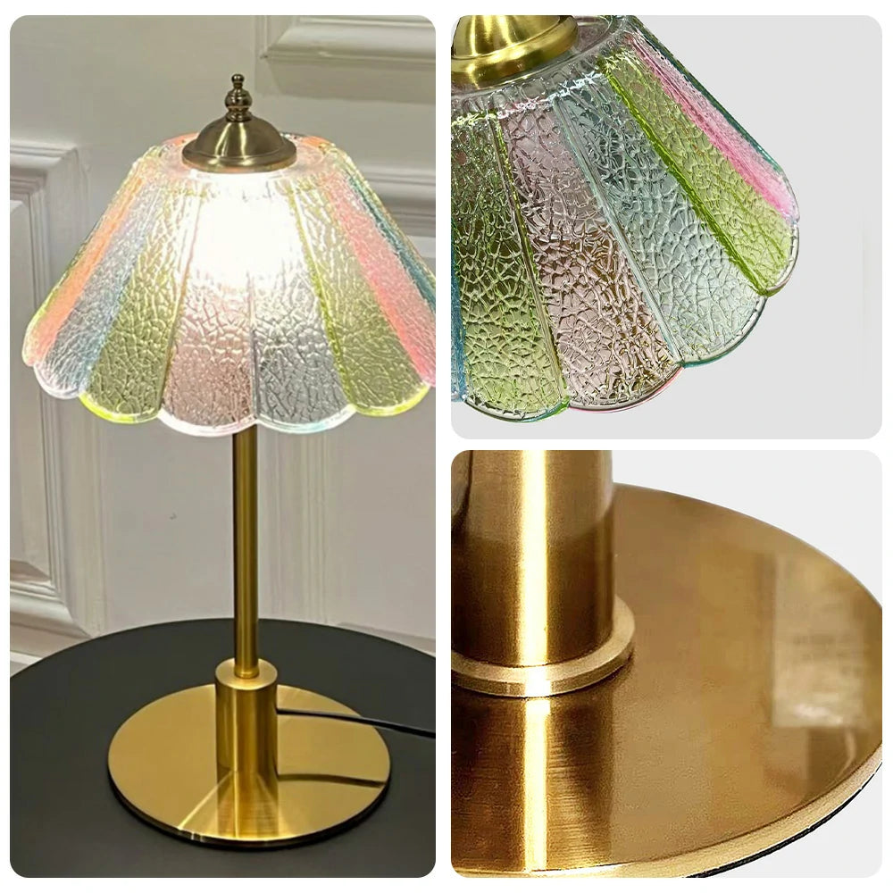 LIVARA Table Lamp with Full-Spectrum Light, Gradient Glass Shade, Electroplated Iron Base, Adjustable Three-Color Temperature