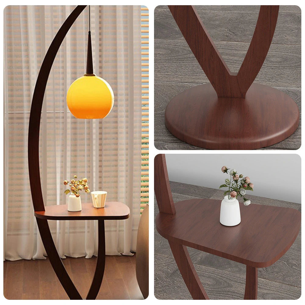 LIVARA Floor Lamp with Full-Spectrum Light, Simple Glass Shade, Foot Switch, High-Quality Wooden Base, Adjustable Three-Color Temperature