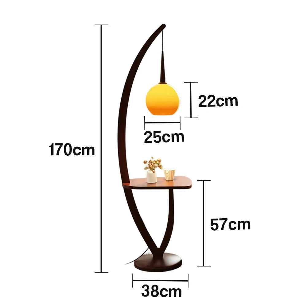 LIVARA Floor Lamp with Full-Spectrum Light, Simple Glass Shade, Foot Switch, High-Quality Wooden Base, Adjustable Three-Color Temperature