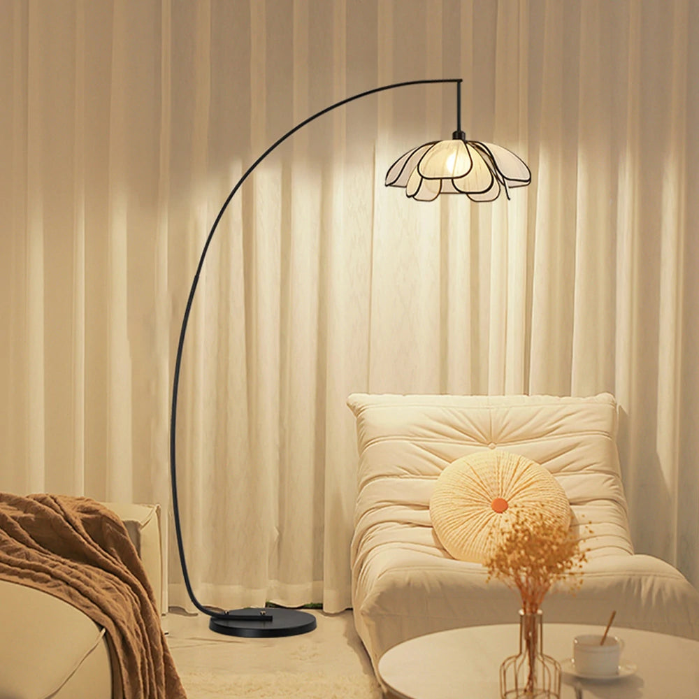 LIVARA Floor Lamp with LED Light, Fabric Shade, Adjustable Three-Color Temperature, Rust-Resistant Iron Base