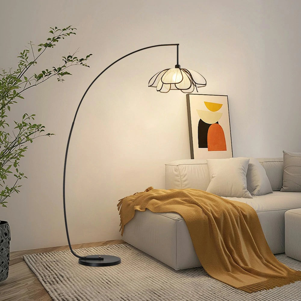 LIVARA Floor Lamp with LED Light, Fabric Shade, Adjustable Three-Color Temperature, Rust-Resistant Iron Base