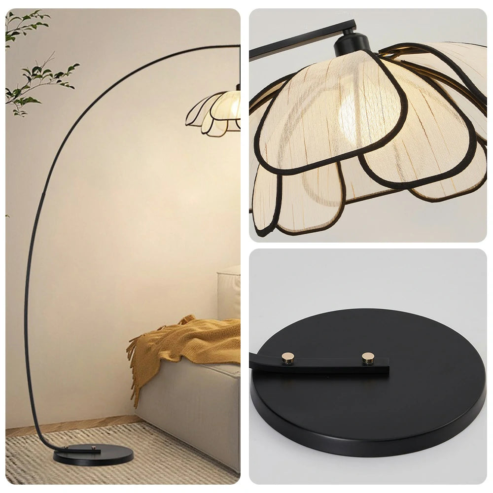 LIVARA Floor Lamp with LED Light, Fabric Shade, Adjustable Three-Color Temperature, Rust-Resistant Iron Base