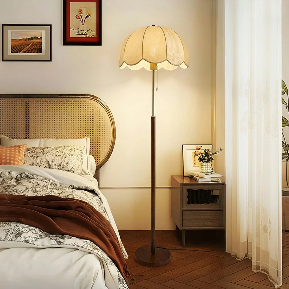 LIVARA Floor Lamp with Full-Spectrum E27 Light, Printed Fabric Shade, Adjustable Three-Color Temperature, Sturdy Iron Base