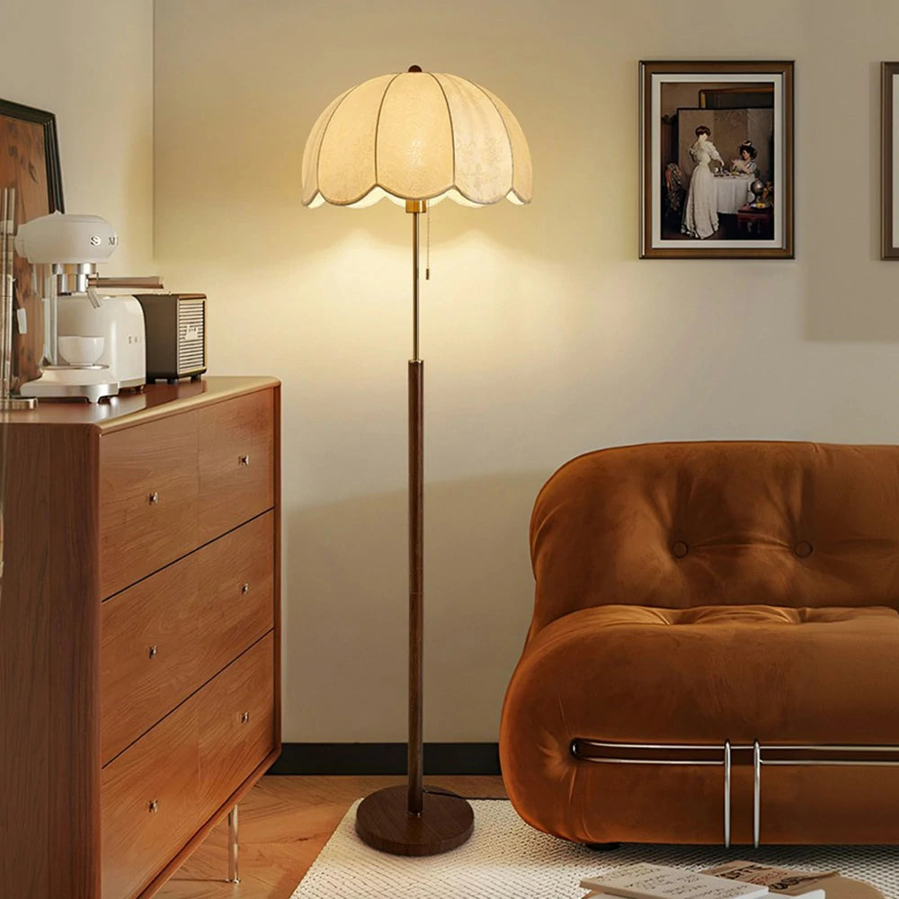 LIVARA Floor Lamp with Full-Spectrum E27 Light, Printed Fabric Shade, Adjustable Three-Color Temperature, Sturdy Iron Base