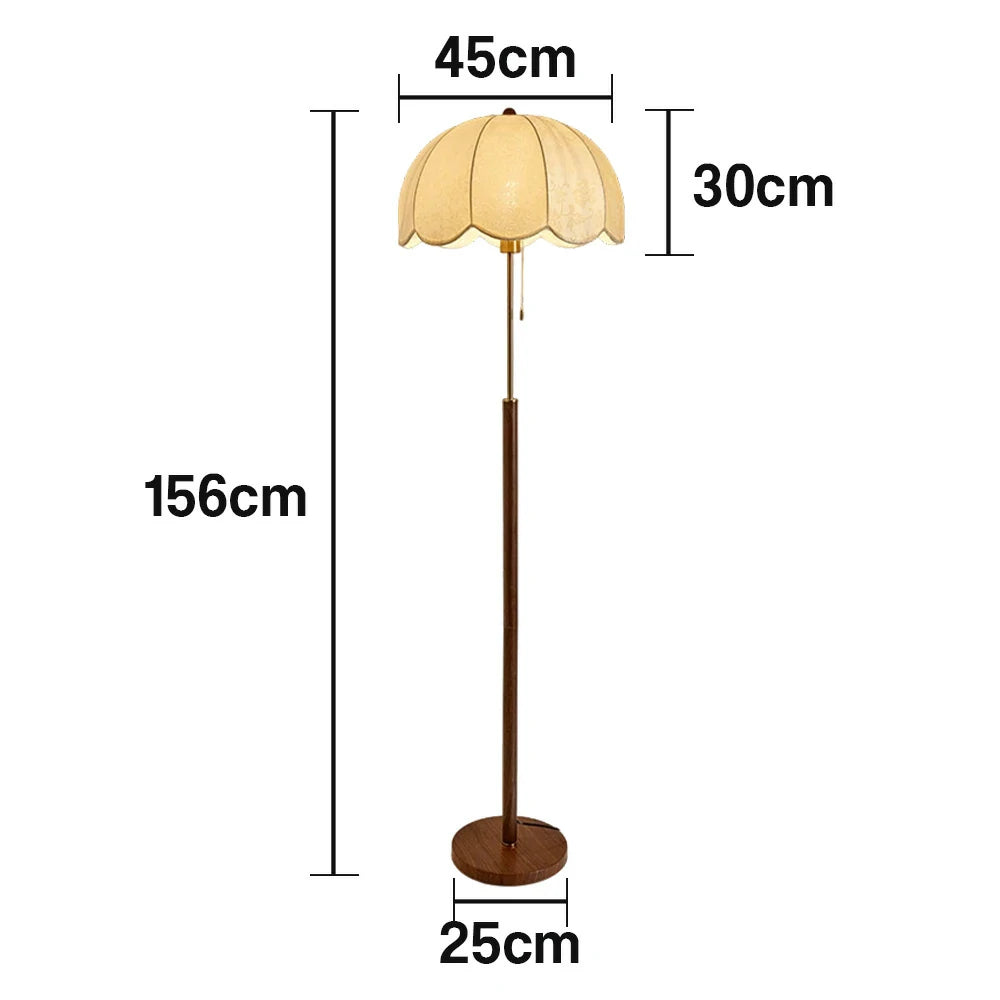 LIVARA Floor Lamp with Full-Spectrum E27 Light, Printed Fabric Shade, Adjustable Three-Color Temperature, Sturdy Iron Base