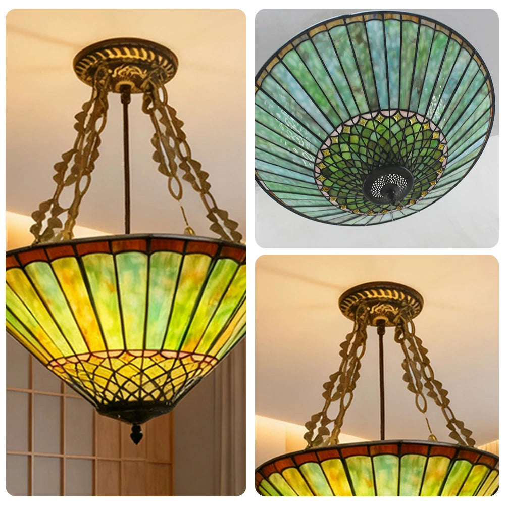 LIVARA Pendant Lamp with E27 Socket, 40/60cm High-Temperature Colored Glass, Copper & Iron Body, Handcrafted Light Transmission