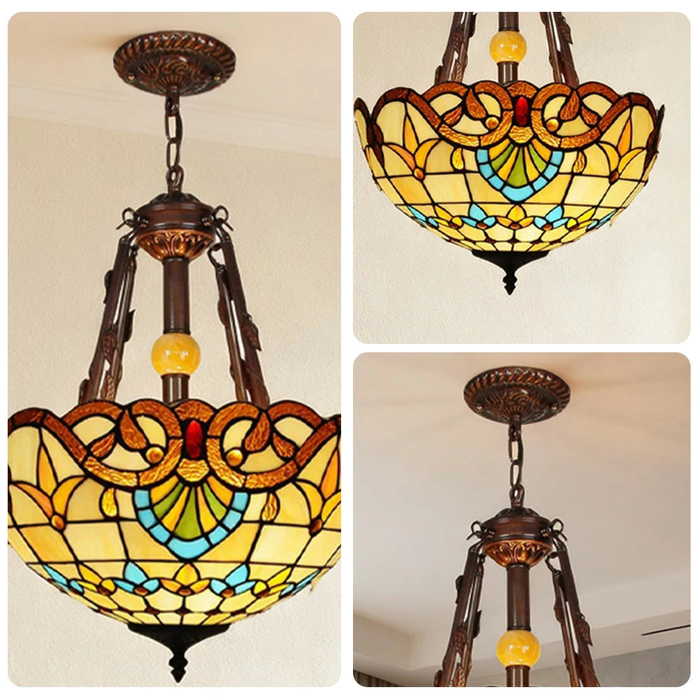 LIVARA Pendant Lamp with E27 Light, 40/50/60cm High-Temperature Colored Glass, Copper & Iron Body, Handcrafted Light Transmission