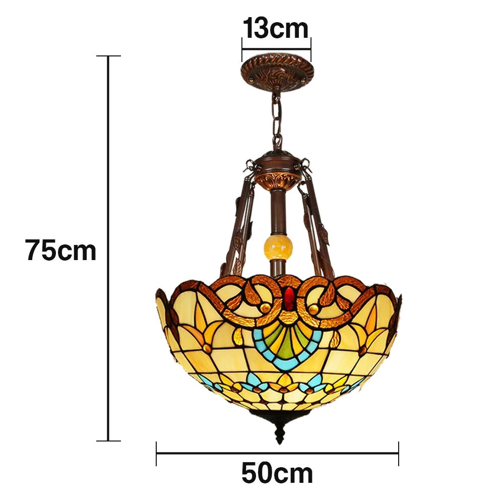 LIVARA Pendant Lamp with E27 Light, 40/50/60cm High-Temperature Colored Glass, Copper & Iron Body, Handcrafted Light Transmission