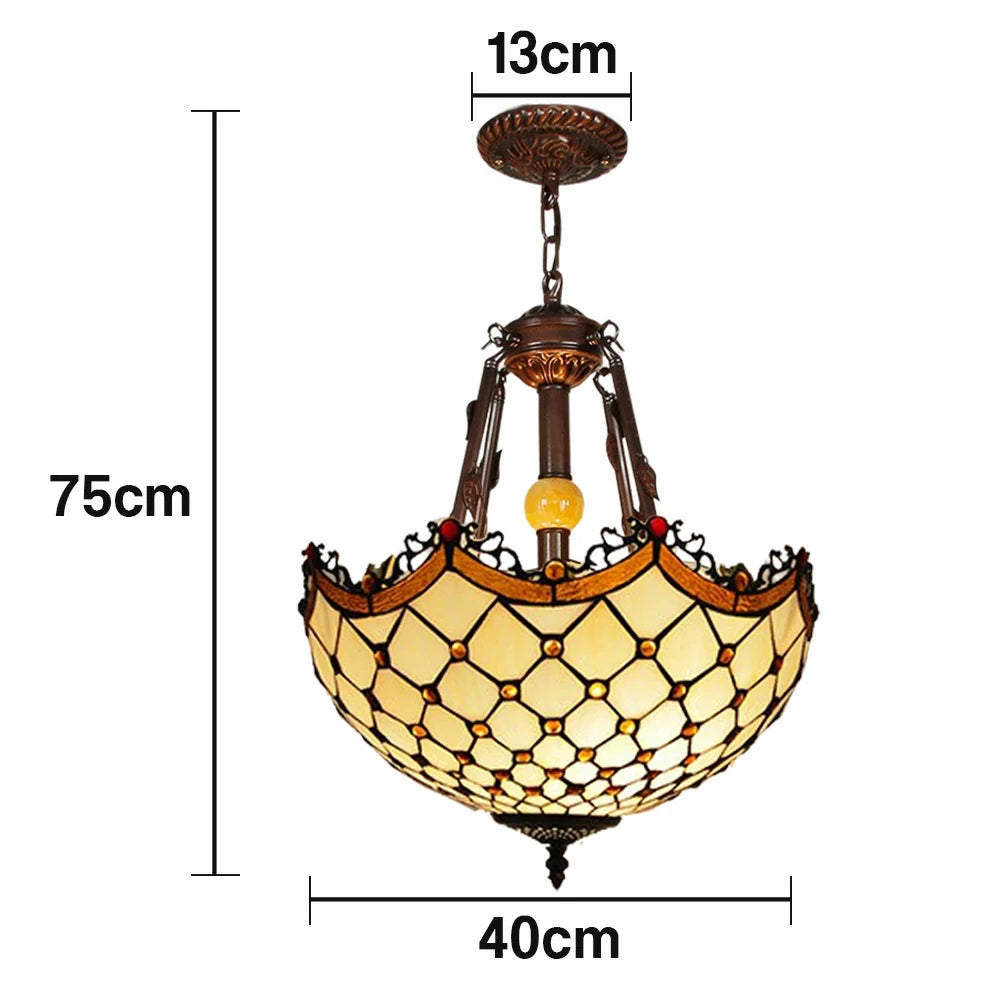 LIVARA Pendant Light with E27 Socket, 40/50cm High-Temperature Colored Glass, Copper & Iron Frame, Handcrafted Design